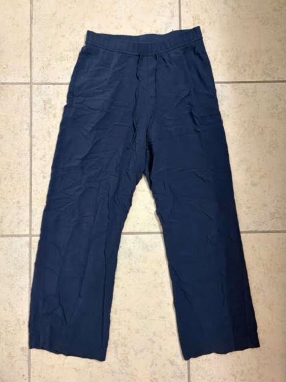 H&M Women's Wide Leg Pull-on Pants Small Navy Blue Straight Pockets NEW NWOT